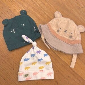 Adorable Baby Bear and Elephant Themed Hat Set GUC